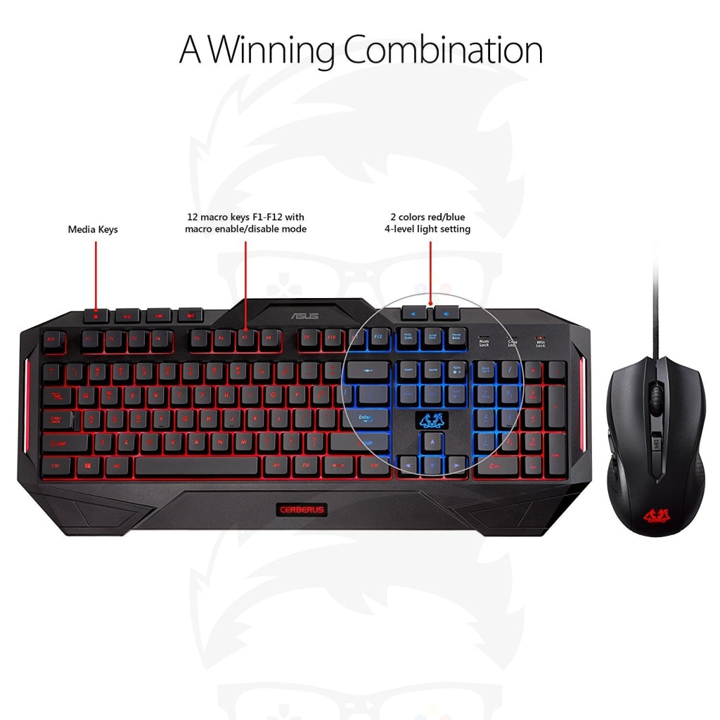 Asus Cerberus Gaming Keyboard And Mouse Combo - Asus Cerberus Gaming Keyboard And Mouse Combo -
